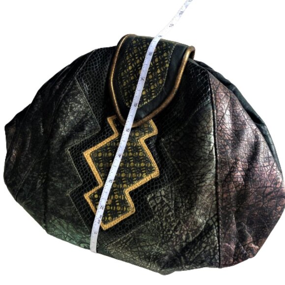 Vintage 80s Hala multicolour 'metalic 'crossbody or clutch purse bag - Picture 14 of 16